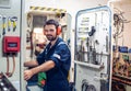 Marine engineer officer working in engine room