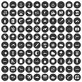 100 marine environment icons set black circle