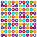 100 marine environment icons set color