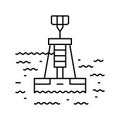 marine environmental monitoring line icon vector illustration