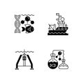 Marine exploration black linear icons set Royalty Free Stock Photo