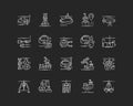 Marine exploration chalk white icons set on black background Royalty Free Stock Photo