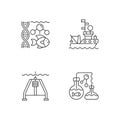 Marine exploration linear icons set