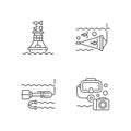 Marine exploration linear icons set Royalty Free Stock Photo