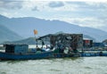 Marine fish farm in Vietnam. Floating houses Royalty Free Stock Photo