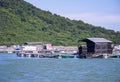 Marine fish farm in Vietnam. Floating houses Royalty Free Stock Photo