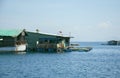 Marine fish farm in Vietnam. Floating houses Royalty Free Stock Photo