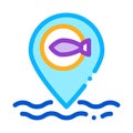 Marine fish location icon vector outline illustration Royalty Free Stock Photo