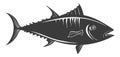 Marine fish logo. Tuna icon. Black animal silhouette Royalty Free Stock Photo