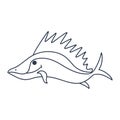 Marine fish predator with big fin vector doodle illustration Royalty Free Stock Photo