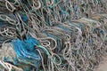 Marine fishing nets stacked together Royalty Free Stock Photo