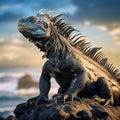 Marine iguana in the beach Royalty Free Stock Photo