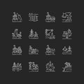 Marine industry chalk white icons set on black background Royalty Free Stock Photo