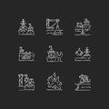 Shipping industry chalk white icons set on black background Royalty Free Stock Photo