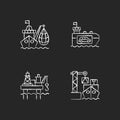 Marine industry sector chalk white icons set on black background Royalty Free Stock Photo