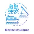 Marine insurance concept icon. Industrial property. Nautical vehicle. Ship protection. Logistic business. Cargo safety
