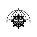 Black solid icon for Marine insurance, marin and cargo