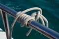 Marine knot on a boat railing Royalty Free Stock Photo