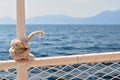 Marine knot detail on steel boat banister