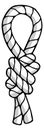 Marine knot drawing. Naval cordage. Twisted rope Royalty Free Stock Photo