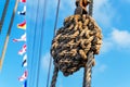 Marine knot, ropes, signal flags Royalty Free Stock Photo