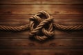 Marine knot on wooden background. Generate AI