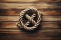 Marine knot on wooden ocean background. Generate AI