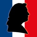 Marine Le Pen silhouette with France flag Royalty Free Stock Photo