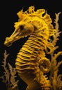 Marine life yellow fish seahorse
