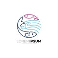 Marine life design template, fish and simple logos Royalty Free Stock Photo