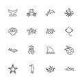 Marine Life - Flat Vector Icons Royalty Free Stock Photo