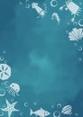 Marine life frame vector for decoration on ocean and seafood concept Royalty Free Stock Photo