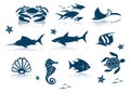 Marine life icon set Royalty Free Stock Photo