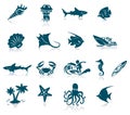 Marine Life Icons Royalty Free Stock Photo