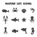 Marine life icons Royalty Free Stock Photo