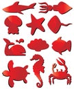 Marine life icons set