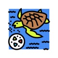 marine life ingesting microplastics color icon vector illustration Royalty Free Stock Photo