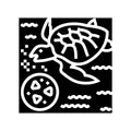 marine life ingesting microplastics glyph icon vector illustration Royalty Free Stock Photo
