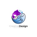 Marine life logo with line design vector, fish logos, abstract animal