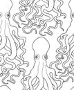 Marine life octopus seamless pattern. Ghost halloween ornament. Marine life