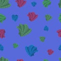 Marine life seamless pattern. Oyster shell. Underwater inhabitants.