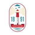 Marine lighthouse vector logo