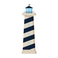 marine lighthouse on a white isolated background. Color vector illustration of a flat style. Royalty Free Stock Photo