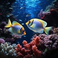 Marine magic Tropical underwater scene with vibrant fish and coral Royalty Free Stock Photo