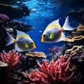 Marine magic Tropical underwater scene with vibrant fish and coral Royalty Free Stock Photo