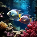 Marine magic Tropical underwater scene with vibrant fish and coral Royalty Free Stock Photo