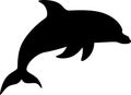 Marine mammal dolphin. Funny cute dolphin jumps out of the water. Silhouette vector Royalty Free Stock Photo