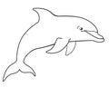 Marine mammal dolphin. Funny cute dolphin jumps out of the water. Linear vector image for Royalty Free Stock Photo