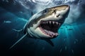 Marine menace Shark with powerful jaws swimming in deep blue Royalty Free Stock Photo