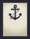 Marine nautical card old paper template blank with anchor and rope Royalty Free Stock Photo